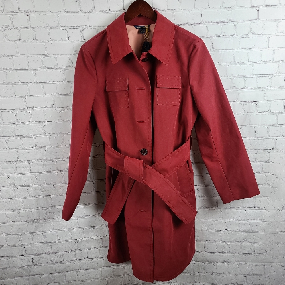 Brooks Brothers Belted Red Trench Coat Sz …